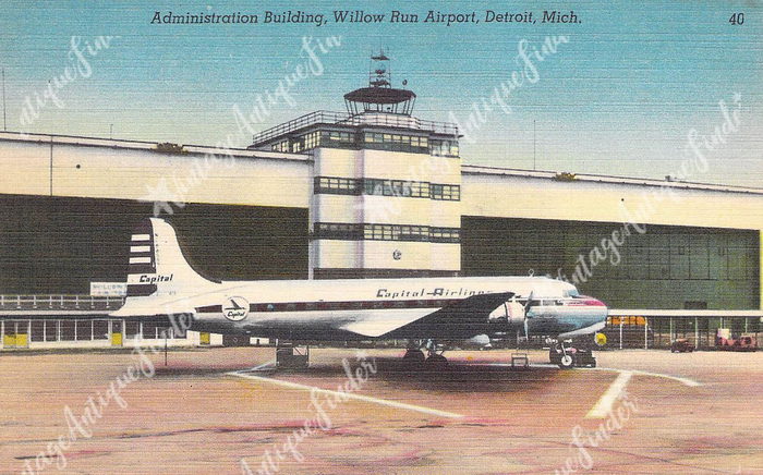 Willow Run Airport - Old Postcard (newer photo)